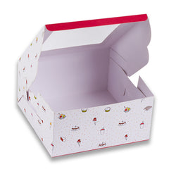 Candy Print Dark Pink Half Kg Cake Box With Window 8*8*4 Inch (BK-1-PW1)