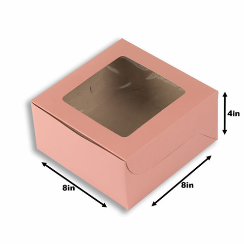 Peach Half Kg Cake Box With Window 8*8*4 Inch (BK-1-PW2)