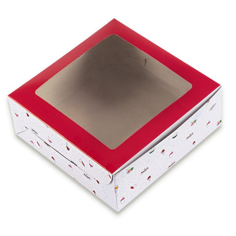 Candy Print Dark Pink One Kg Cake Box With Window 10*10*4 Inch (BK-2-PW1)