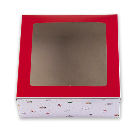 Candy Print Dark Pink One Kg Cake Box With Window 10*10*4 Inch (BK-2-PW1)