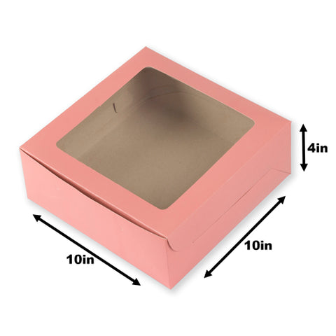 Peach Half Kg Cake Box With Window 10*10*4 Inch (BK-2-PW2)