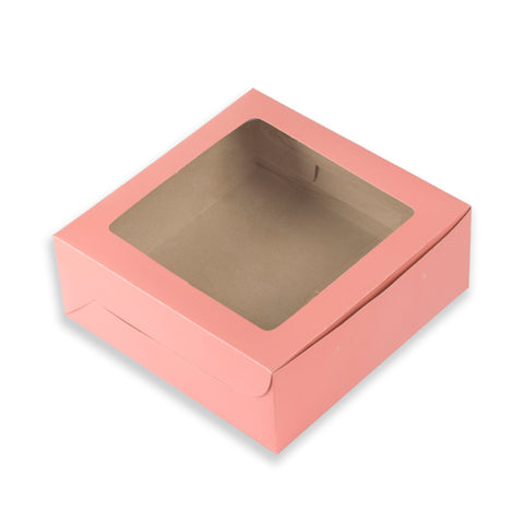 Peach Half Kg Cake Box With Window 10*10*4 Inch (BK-2-PW2)