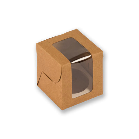 Brown Kraft Full Window 1 Jar Box With Cavity (3.25*3.25*3.75 Inch) ( Jar Size:180 ml) (BK -23 J)