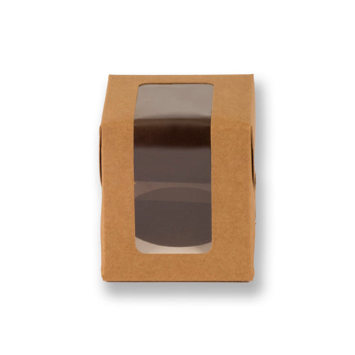 Brown Kraft Full Window 1 Jar Box With Cavity (3.25*3.25*3.75 Inch) ( Jar Size:180 ml) (BK -23 J)