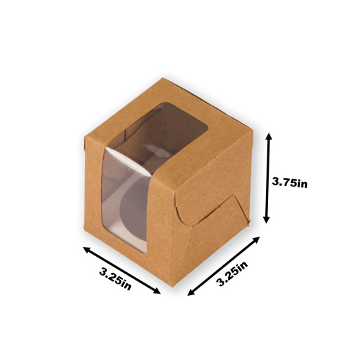 Brown Kraft Full Window 1 Jar Box With Cavity (3.25*3.25*3.75 Inch) ( Jar Size:180 ml) (BK -23 J)