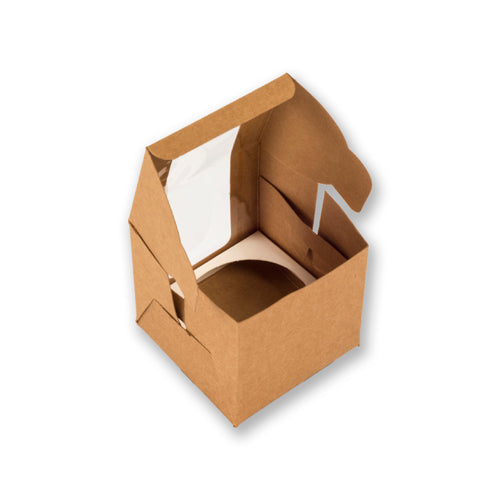 Brown Kraft Full Window 1 Jar Box With Cavity (3.25*3.25*3.75 Inch) ( Jar Size:180 ml) (BK -23 J)