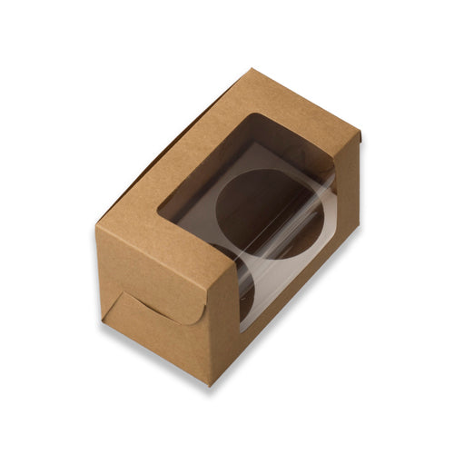 Brown Kraft Full Window 2 Jar Box With Cavity (6*3.25*3.75 Inch) ( Jar Size:180 Ml) (BK -24 J)