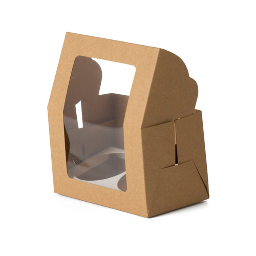 Brown Kraft Full Window 2 Jar Box With Cavity (6*3.25*3.75 Inch) ( Jar Size:180 Ml) (BK -24 J)