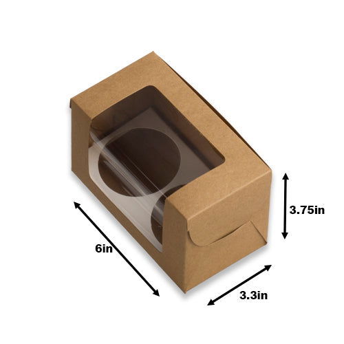 Brown Kraft Full Window 2 Jar Box With Cavity (6*3.25*3.75 Inch) ( Jar Size:180 Ml) (BK -24 J)