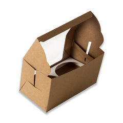 Brown Kraft Full Window 2 Jar Box With Cavity (6*3.25*3.75 Inch) ( Jar Size:180 Ml) (BK -24 J)