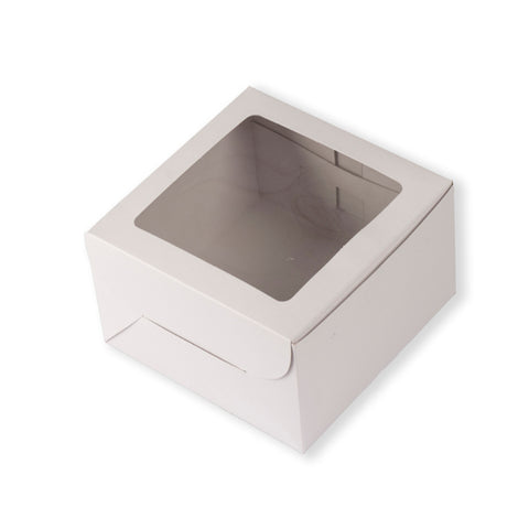 White Half Kg Cake Box With Window (inside Also White) 8*8*5 Inch (BK-25 w)