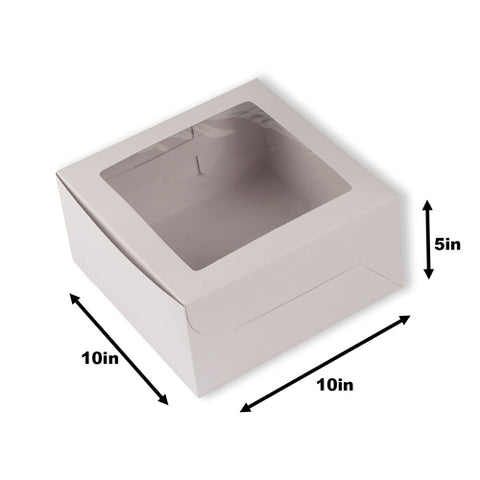 White One Kg Cake Box With Window (inside Also White) 10*10*5 Inch (BK-26 w)
