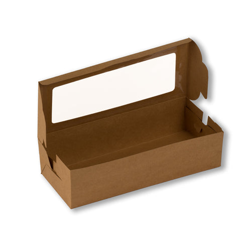 Brown Kraft Loaf Cake Box/ Swiss Roll Cake Box With Window (5*11.5*3 Inch) (BK-27)