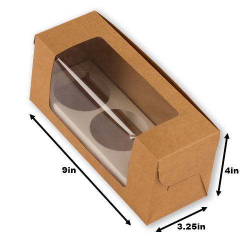 Brown Kraft Full Window 3 Jar Box With Cavity (9*3.25*4  Inch)( Jar Size:180 Ml) (BK-28 J)