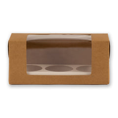 Brown Kraft Full Window 3 Jar Box With Cavity (9*3.25*4  Inch)( Jar Size:180 Ml) (BK-28 J)