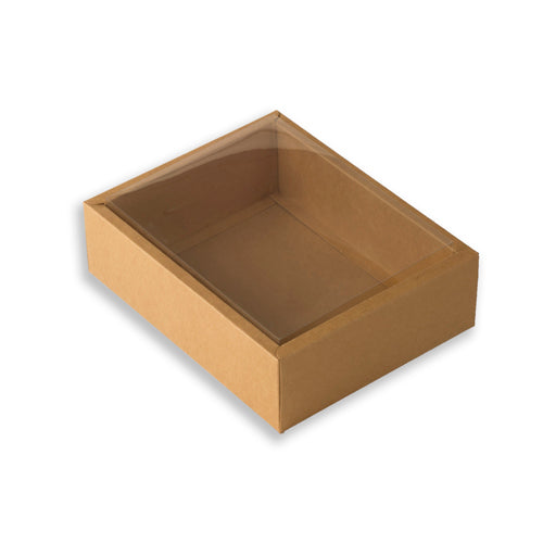 Brown Kraft Hamper Box With Transparent Lid Inner Size: 9*7*3 Inch Outer Size:10*8*3 Inch (BK-30)