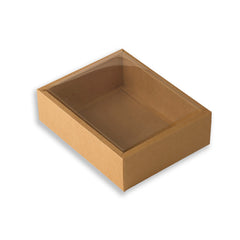 Brown Kraft Hamper Box With Transparent Lid Inner Size: 9*7*3 Inch Outer Size:10*8*3 Inch (BK-30)