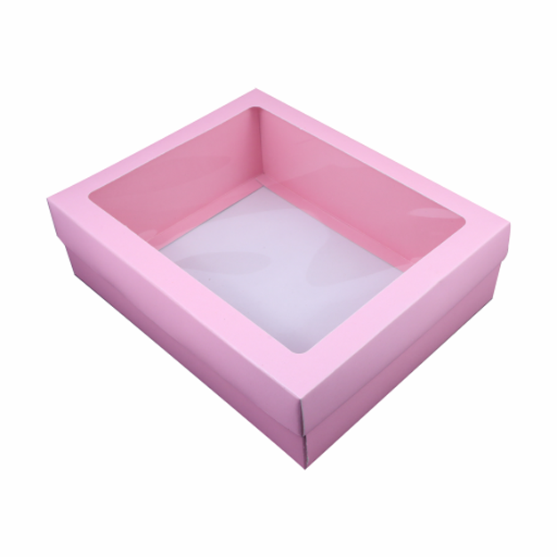 Hamper Box With Top Window Lid And Bottom Tray (9*7*3 Inch) (BK-30 TB)