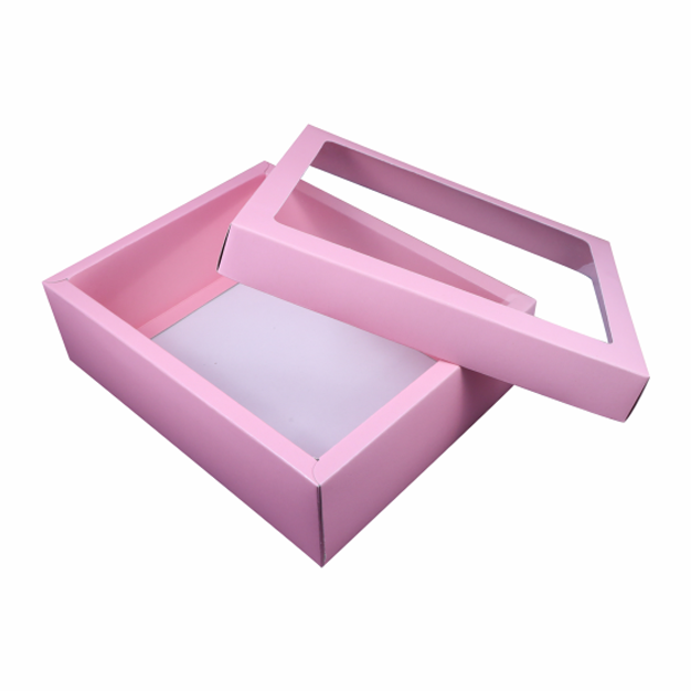 Hamper Box With Top Window Lid And Bottom Tray (9*7*3 Inch) (BK-30 TB)