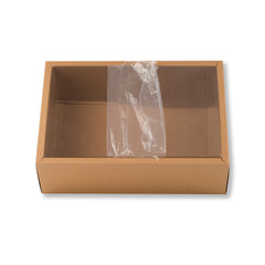 Brown Kraft Big Size Hamper Box With Transparent Lid Inner Size: 8*12*4 Inch Outer Size: 9*13*4 Inch (BK-37)