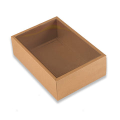 Brown Kraft Big Size Hamper Box With Transparent Lid Inner Size: 8*12*4 Inch Outer Size: 9*13*4 Inch (BK-37)