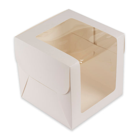White Tall Cake Box With Full Window 10*10*10 Inch (BK-43)