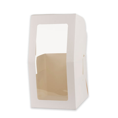 White Tall Cake Box With Full Window 10*10*10 Inch (BK-43)