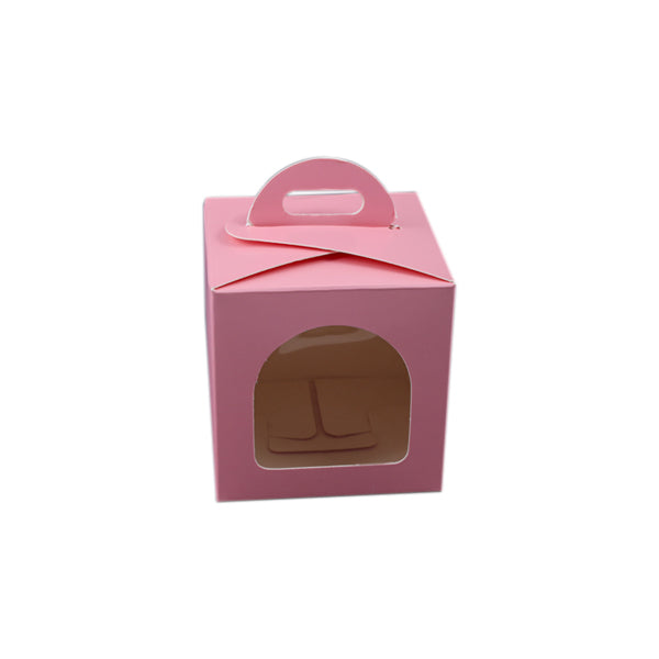 1 Jar Box With Window And Handle (3.5*3.5*3.5 Inch) Pink, Blue (BK-51)