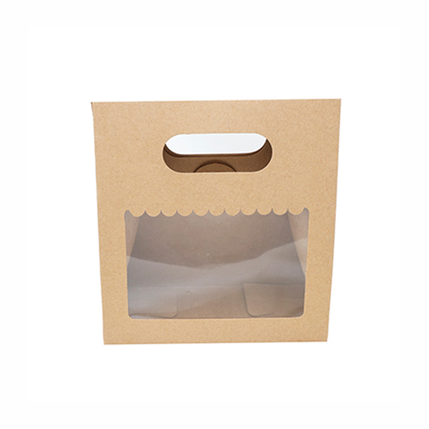 Brown Kraft 2 Jar Bag With Window and Handle (7.5*8*3.5 Inch) BK-58