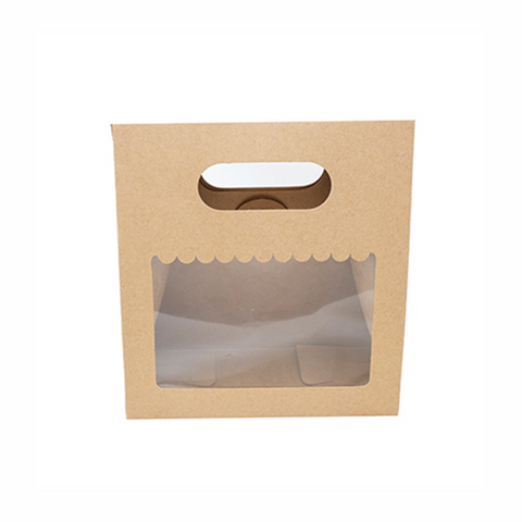 Brown Kraft 2 Jar Bag With Window and Handle (7.5*8*3.5 Inch) BK-58