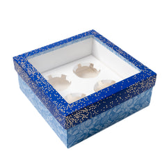 Hamper Box With Top Window Lid And Bottom Tray (8*8*3.75 Inch) (BK-91-DB)