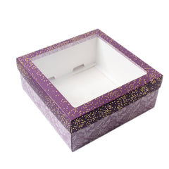 Hamper Box With Top Window Lid And Bottom Tray (8*8*3.75 Inch) (BK-91-PL)