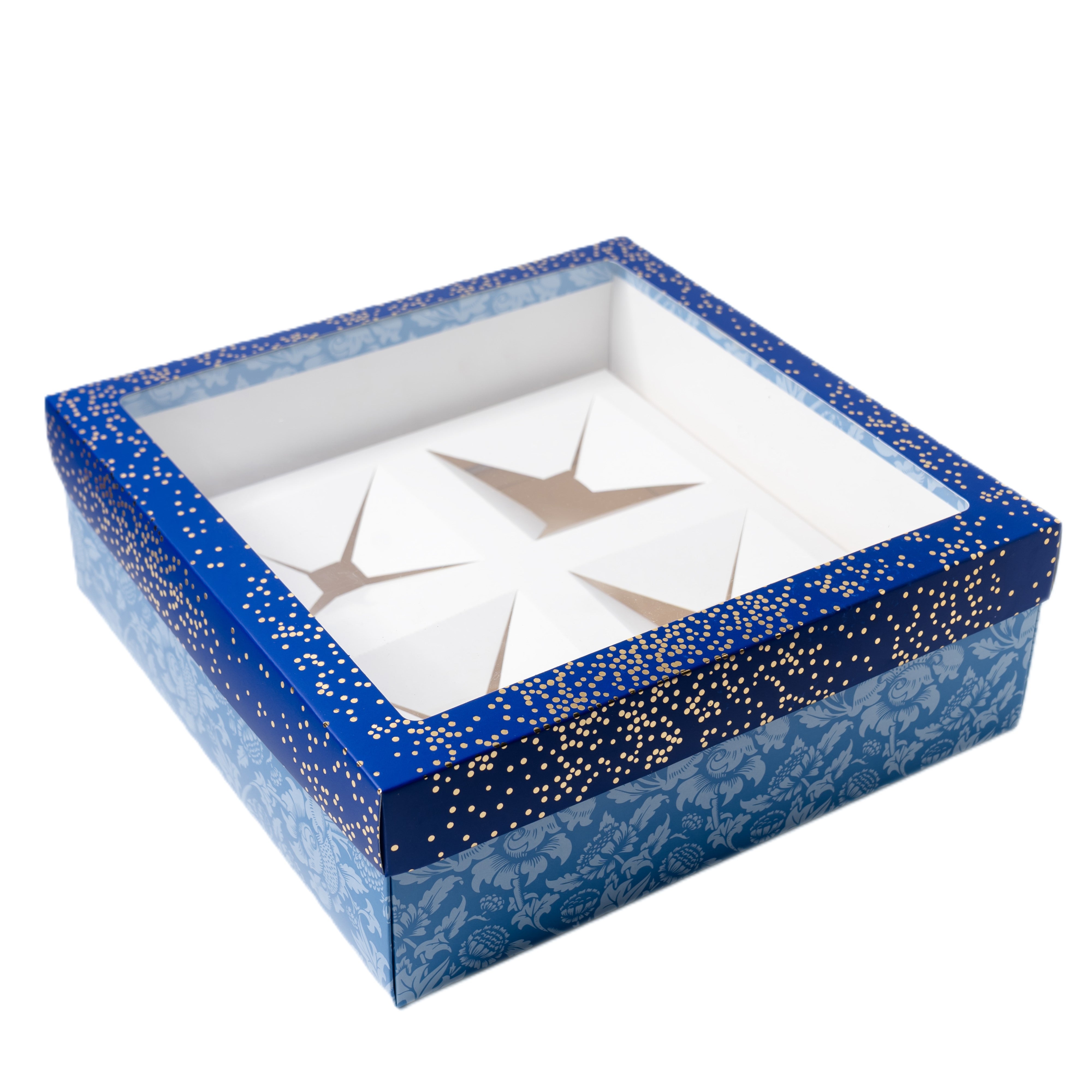 Hamper Box With Top Window Lid And Bottom Tray (10*10*3.75 Inch) (BK-92-DB)