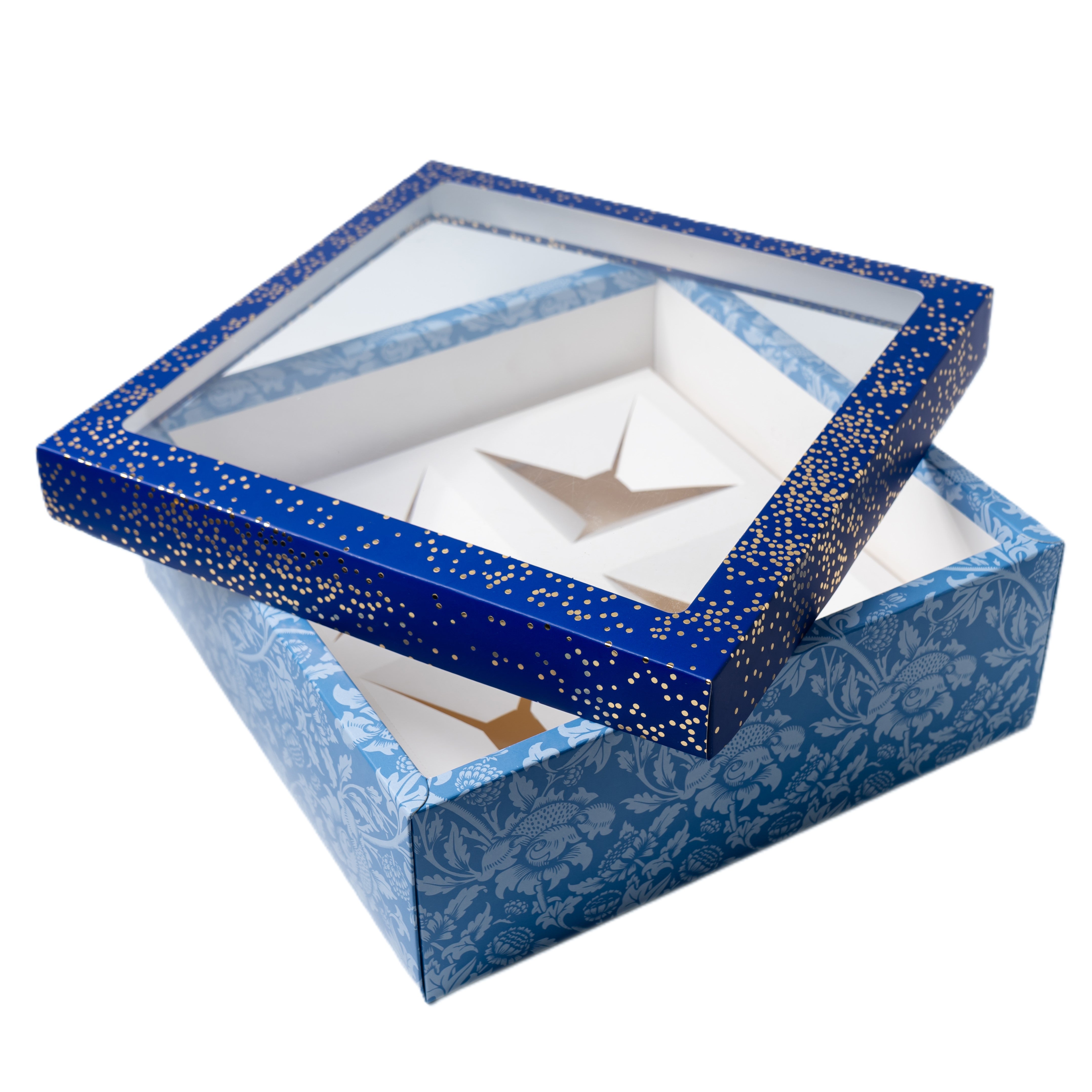 Hamper Box With Top Window Lid And Bottom Tray (10*10*3.75 Inch) (BK-92-DB)