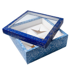 Hamper Box With Top Window Lid And Bottom Tray (10*10*3.75 Inch) (BK-92-DB)