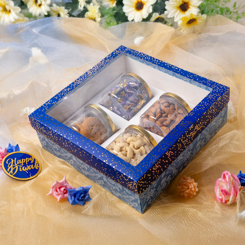 Hamper Box With Top Window Lid And Bottom Tray (10*10*3.75 Inch) (BK-92-DB)
