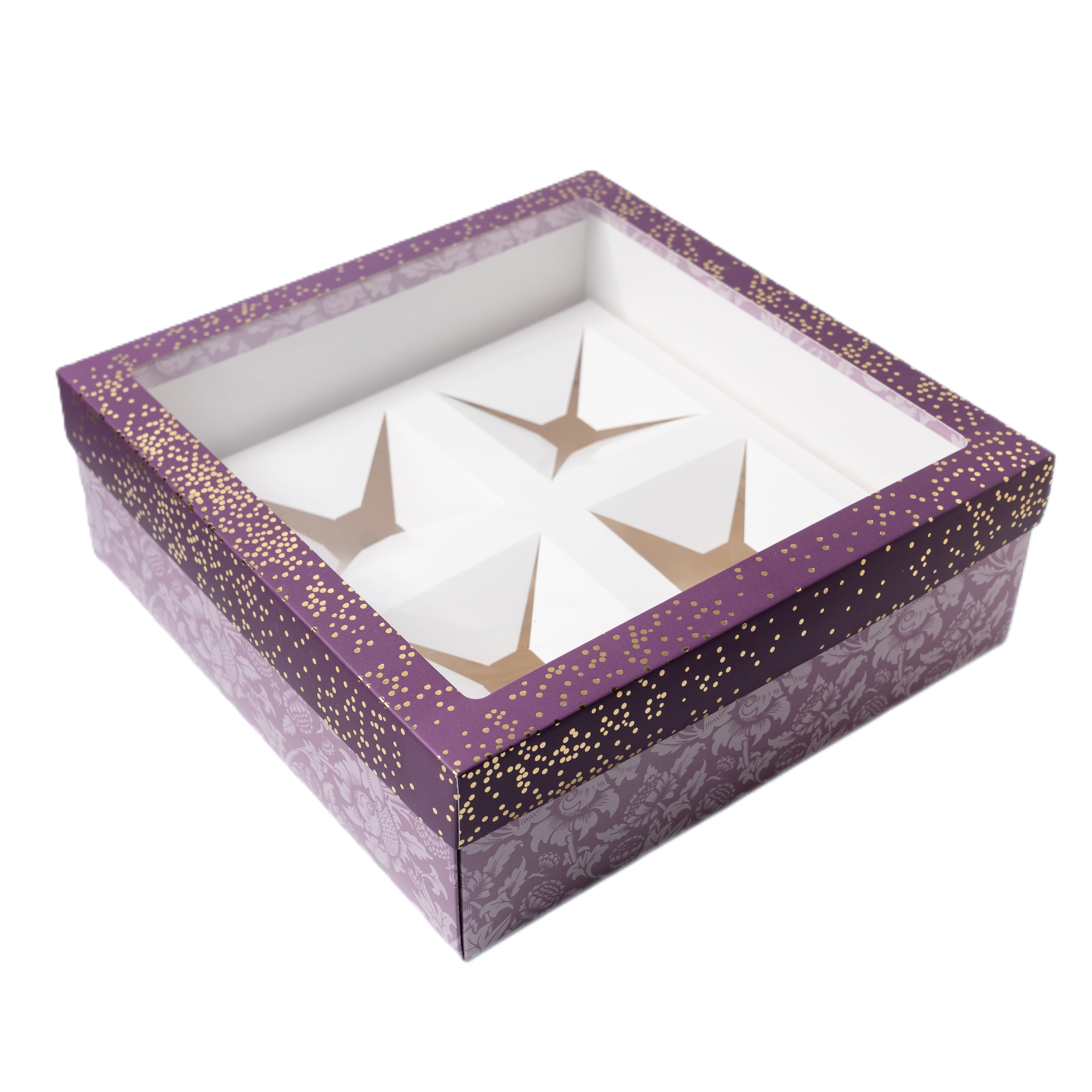 Hamper Box With Top Window Lid And Bottom Tray (10*10*3.75 Inch) (BK-92-PL)