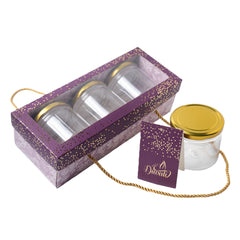 3 Jar Hamper Box With Window And Rope Handle (10*3.5*3 Inch) (BK-99-PL)