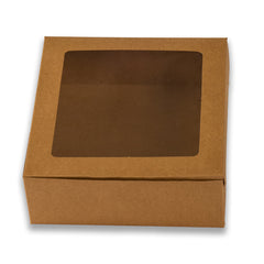 Brown Kraft One Kg Cake Box with Window 10*10*4 Inch (BK-2-BW)