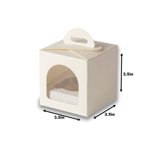 1 Jar Box With Front Window And Handle (3.5*3.5*3.5 Inch) White (BK-51)