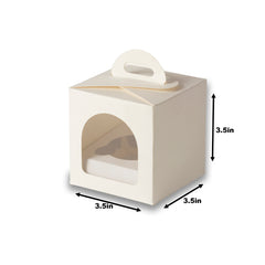 1 Jar Box With Front Window And Handle (3.5*3.5*3.5 Inch) White (BK-51)