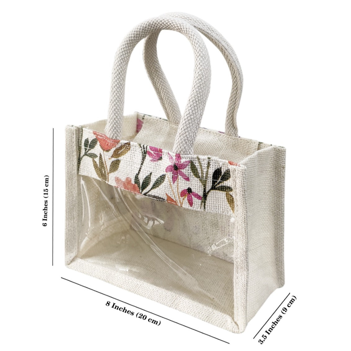 Jute Hamper Bag-Floral Print-8 x 6 x 3 inches (JB-03)