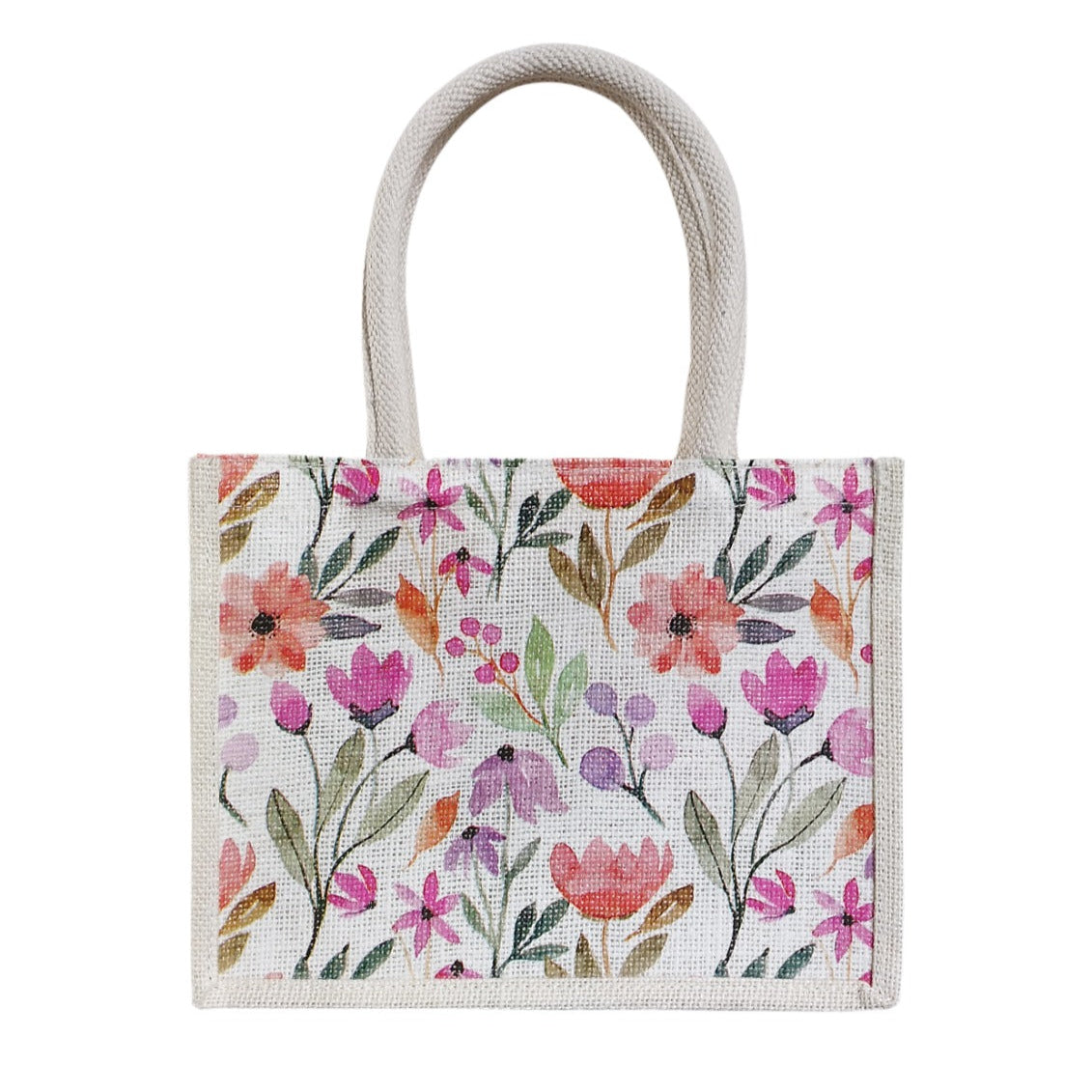 Jute Hamper Bag-Floral Print-8 x 6 x 3 inches (JB-03)