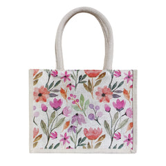 Jute Hamper Bag-Floral Print-8 x 6 x 3 inches (JB-03)