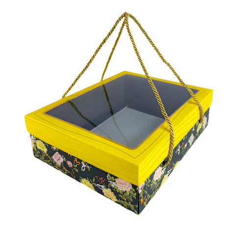 FESTIVE HAMPER BOX WITH ROPE HANDLE – EMERALD BLOSSOM DESIGN (7*9*3 INCH) (BK-30 RP-EB)