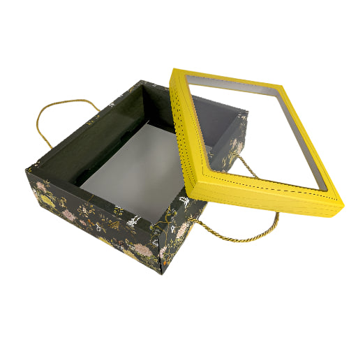 FESTIVE HAMPER BOX WITH ROPE HANDLE – EMERALD BLOSSOM DESIGN (7*9*3 INCH) (BK-30 RP-EB)