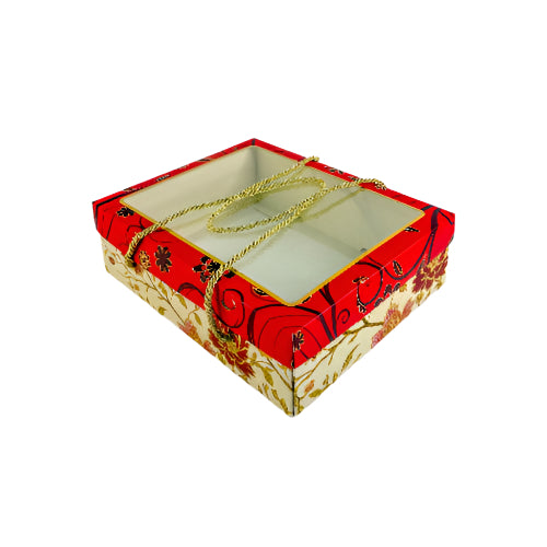 FESTIVE HAMPER BOX WITH ROPE HANDLE – MAJESTIC MARIGOLD DESIGN (7*9*3 INCH) (BK-30 RP-MM)