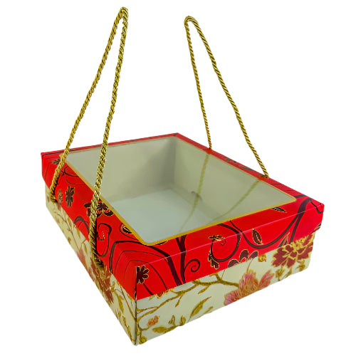 FESTIVE HAMPER BOX WITH ROPE HANDLE – MAJESTIC MARIGOLD DESIGN (7*9*3 INCH) (BK-30 RP-MM)