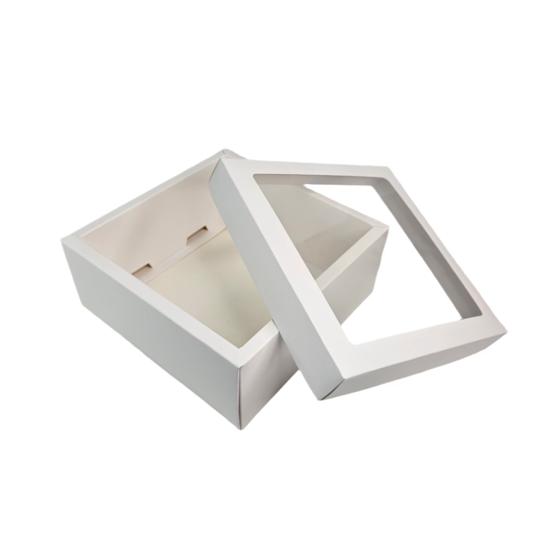 Hamper Box With Top Window Lid And Bottom Tray (8*8*3.75 Inch) (BK-91)