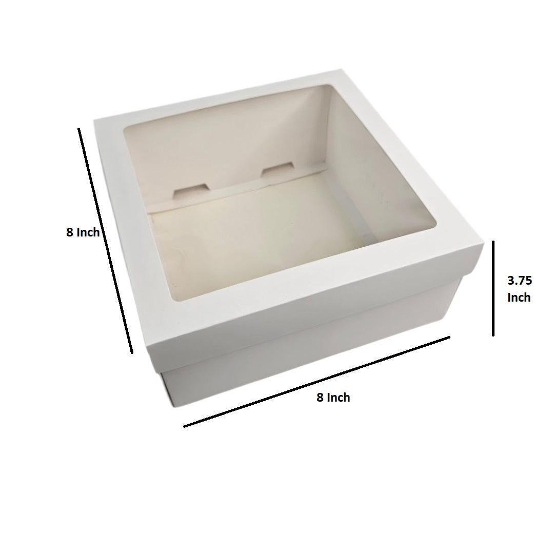 Hamper Box With Top Window Lid And Bottom Tray (8*8*3.75 Inch) (BK-91)